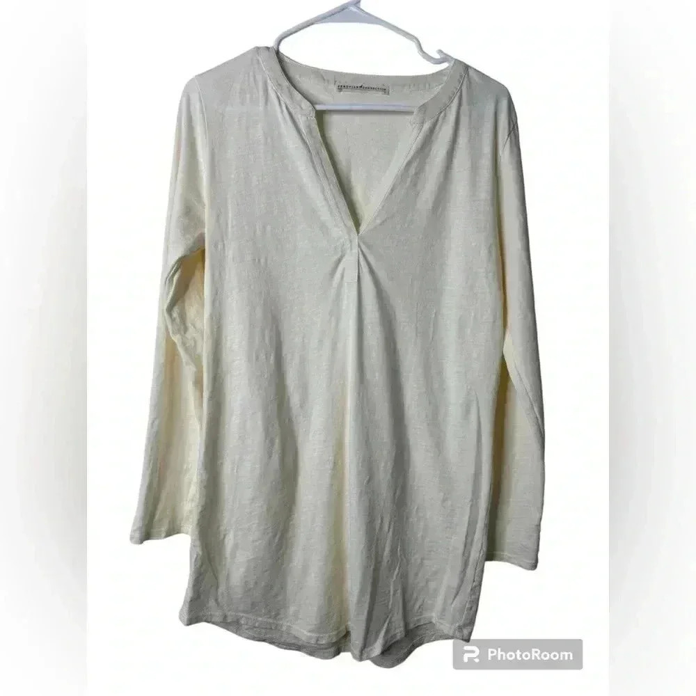 Peruvian Connection Cream Long Sleeve Tunic Top